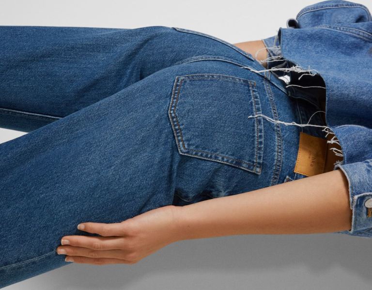 Bershka Ripped Brede-leg ’90s Jeans Dames Blauw | WFOtbC2Tep9