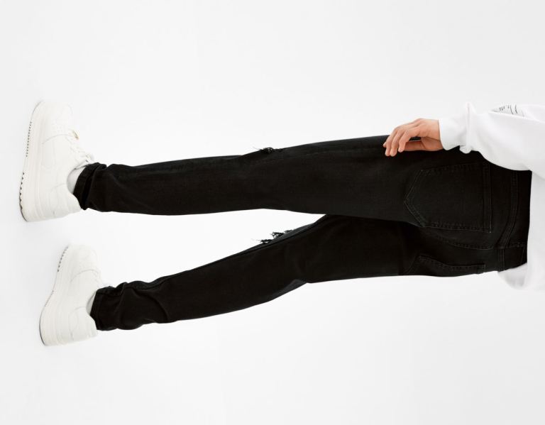 Bershka Ripped Carrot Fit Jeans Heren Zwart | RdS1f24FdJS