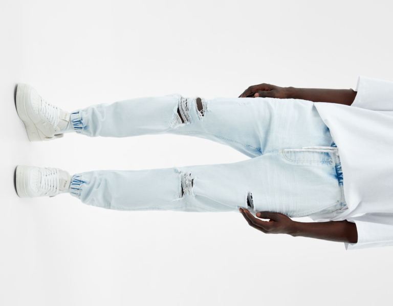 Bershka Ripped Jogger Jeans Heren Lichtblauw | 3wrapp76OSu