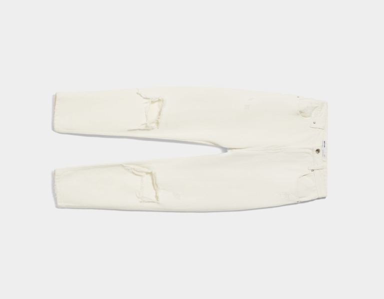 Bershka Ripped Mom Jeans Dames Wit | ATPUrkDySdE