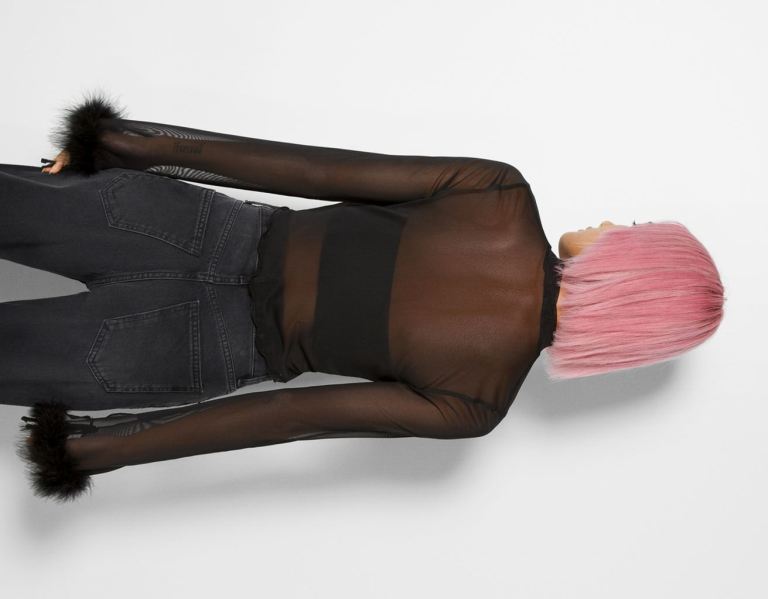 Bershka Ripped Rechtdoor-fit Studded Jeans Dames Zwart | fmgaRnXodMO