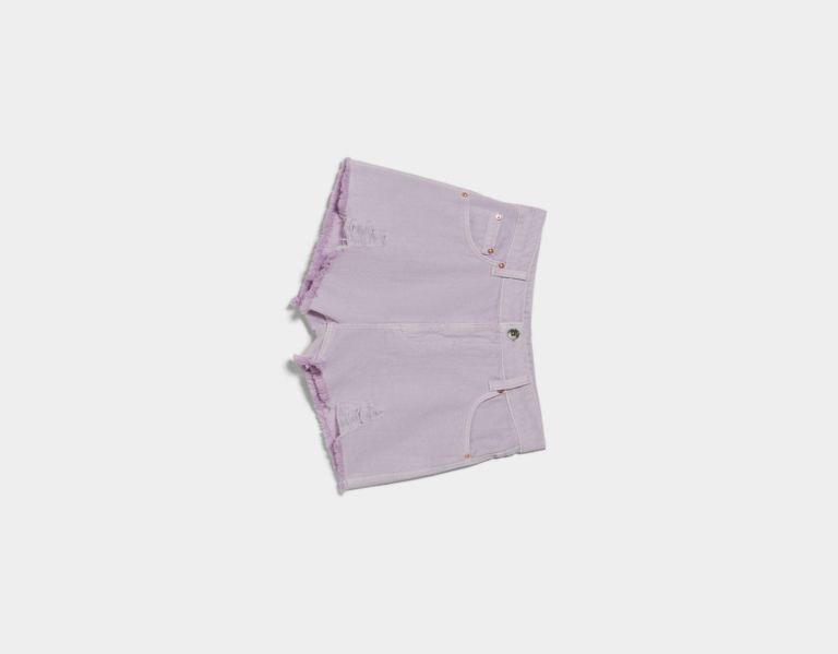 Bershka Ripped Twill Korte Broek Dames Paars | MvGcw5tVstW