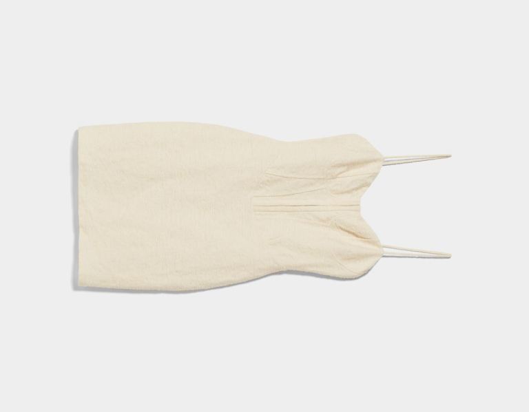 Bershka Rustic Fabric Corset Mini Jurken Dames Wit | Mak7c0Net8O