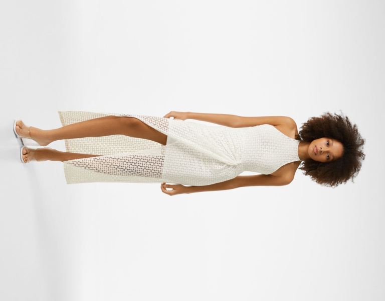Bershka Rustic Halter Midi Jurken Dames Wit | PFqTmLoQgRJ