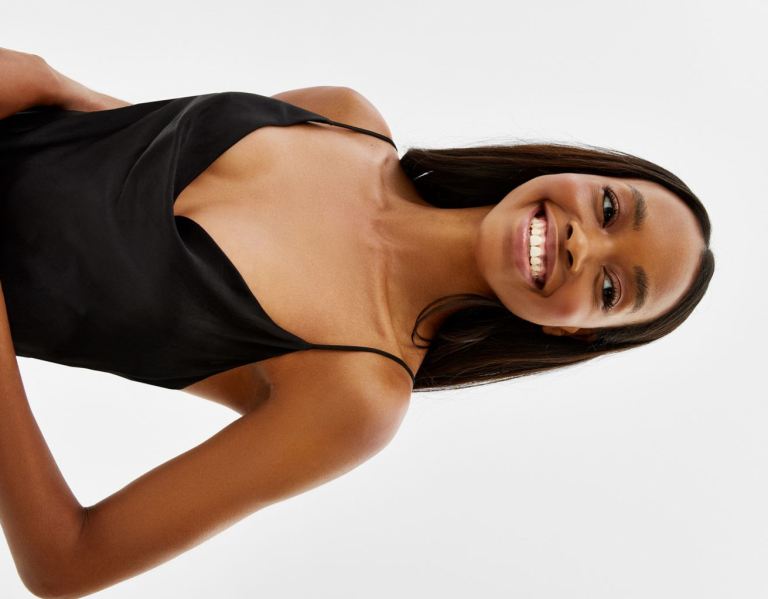 Bershka Satin Cami Mini Jurken Dames Zwart | rCDXQ8Y3PU9