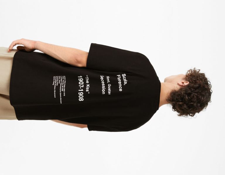Bershka Scala Museum Regular-fit Kort Sleeve T-shirts Heren Zwart | 3ARTk9AJ8uk