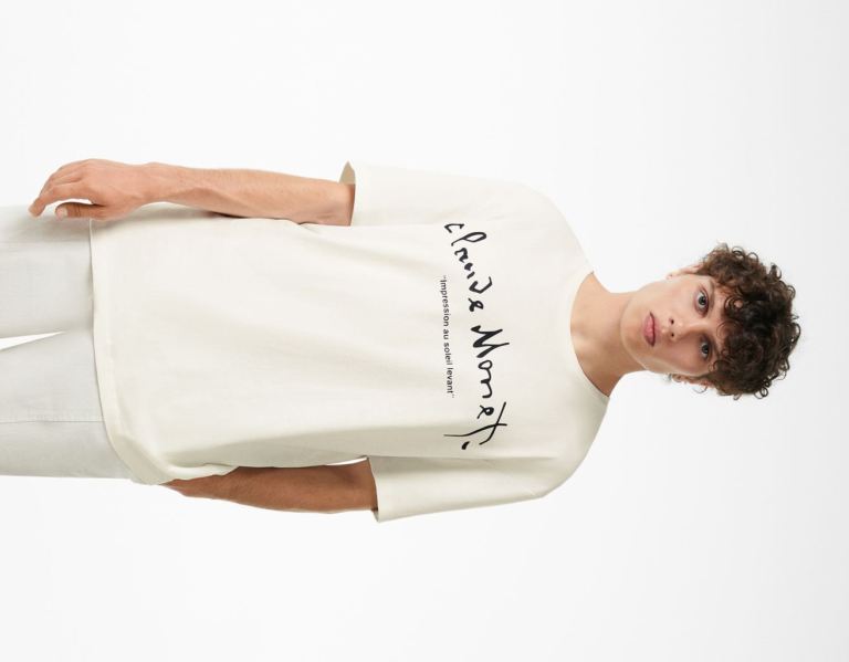 Bershka Scala Museum Regular-fit Kort Sleeve T-shirts Heren Wit | SdpHheZZfGT
