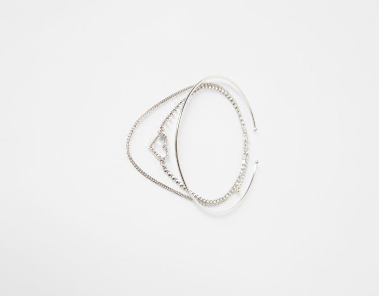 Bershka Set Of 3 Choker Necklaces: Solid, Chain, Heart Sieraden Dames Zilver | 6fTEP81xBME