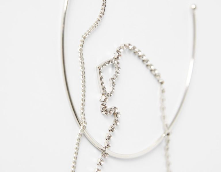 Bershka Set Of 3 Choker Necklaces: Solid, Chain, Heart Sieraden Dames Zilver | 6fTEP81xBME