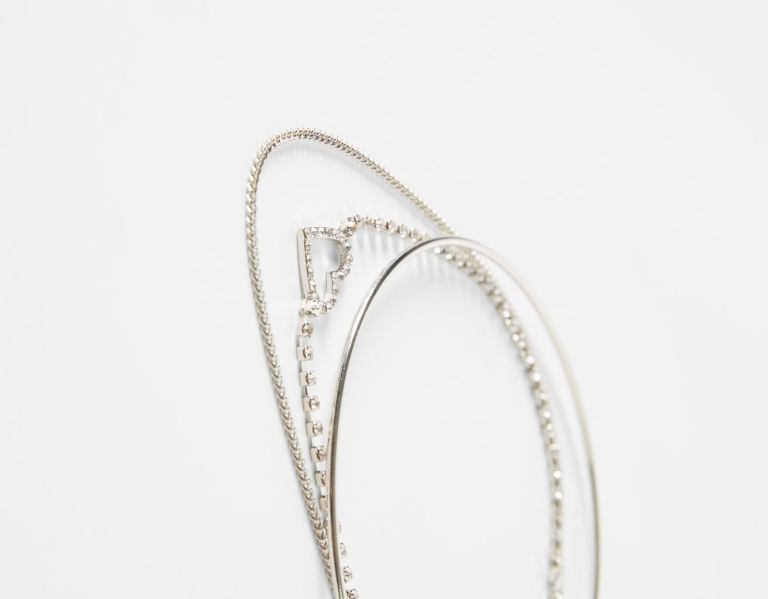 Bershka Set Of 3 Choker Necklaces: Solid, Chain, Heart Sieraden Dames Zilver | 6fTEP81xBME