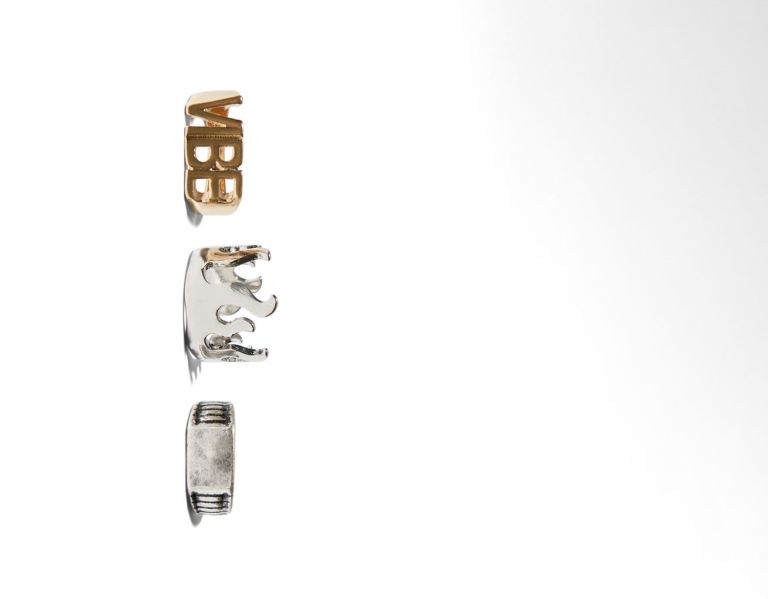 Bershka Set Of 3 Flame Rings Sieraden Heren Zilver | cV0Lt1eeJxg