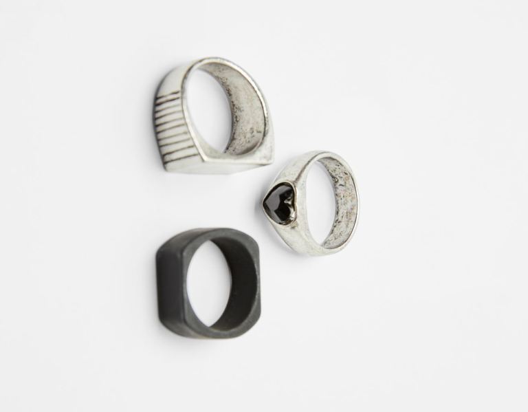 Bershka Set Of 3 Heart Rings Sieraden Heren Zilver | jD3oksNcjXz
