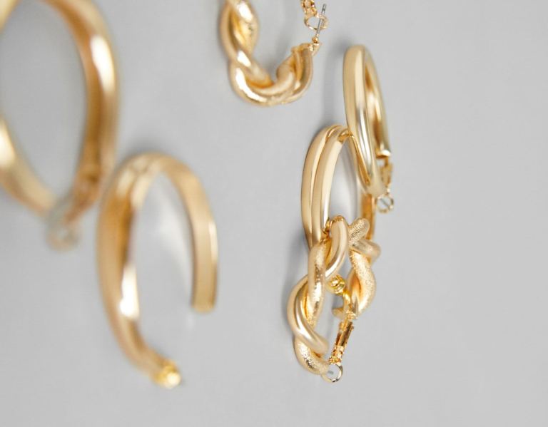 Bershka Set Of 3 Pairs Of Double Textured Hoop Earrings Sieraden Dames Goud | OQdDioKBNaK