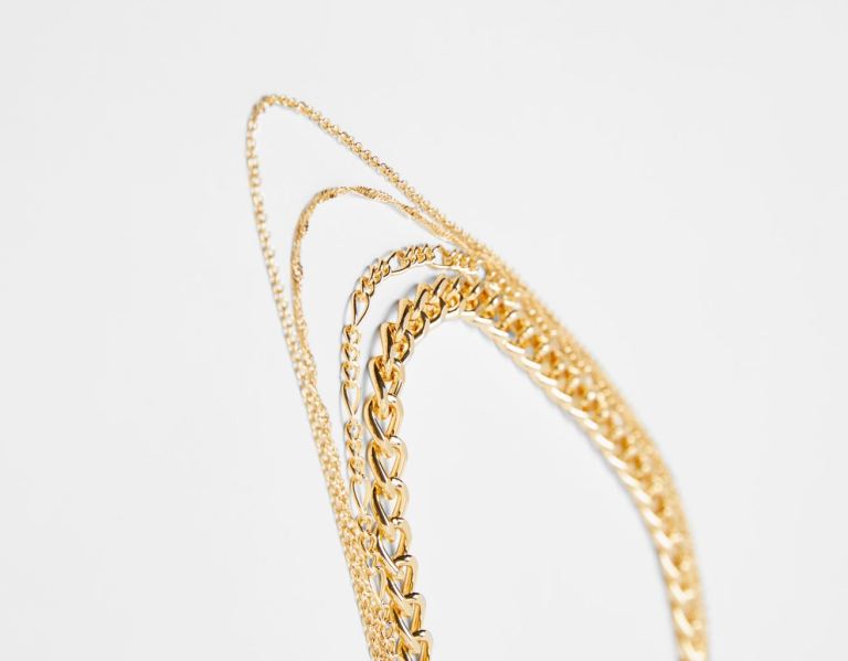 Bershka Set Of 4 Basic Chain Necklaces Sieraden Dames Goud | b8RRl2WUveW
