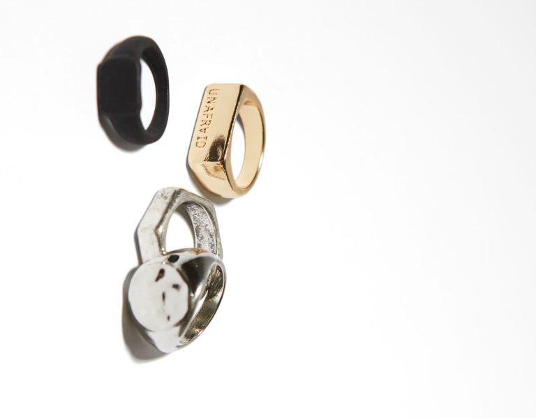 Bershka Set Of 4 Signet Rings Sieraden Heren Zilver | US0psl0LeKZ