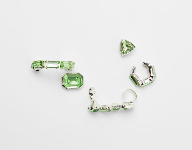 Bershka Set Of 5 Bejeweled Earcuff Earrings Sieraden Dames Groen | lKcMraGBJyQ