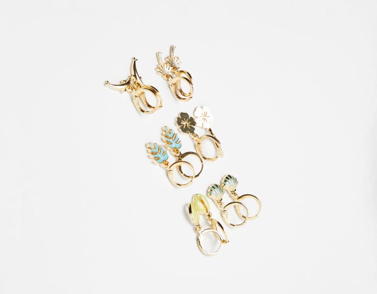 Bershka Set Of 6 Pairs Of Charm Hoop Earrings Sieraden Dames Goud | XNFo4XW0rrB