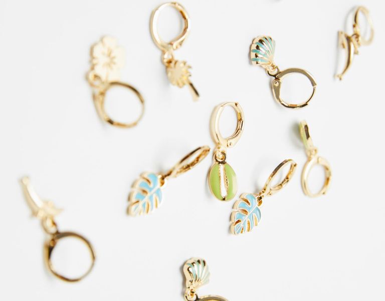 Bershka Set Of 6 Pairs Of Charm Hoop Earrings Sieraden Dames Goud | XNFo4XW0rrB