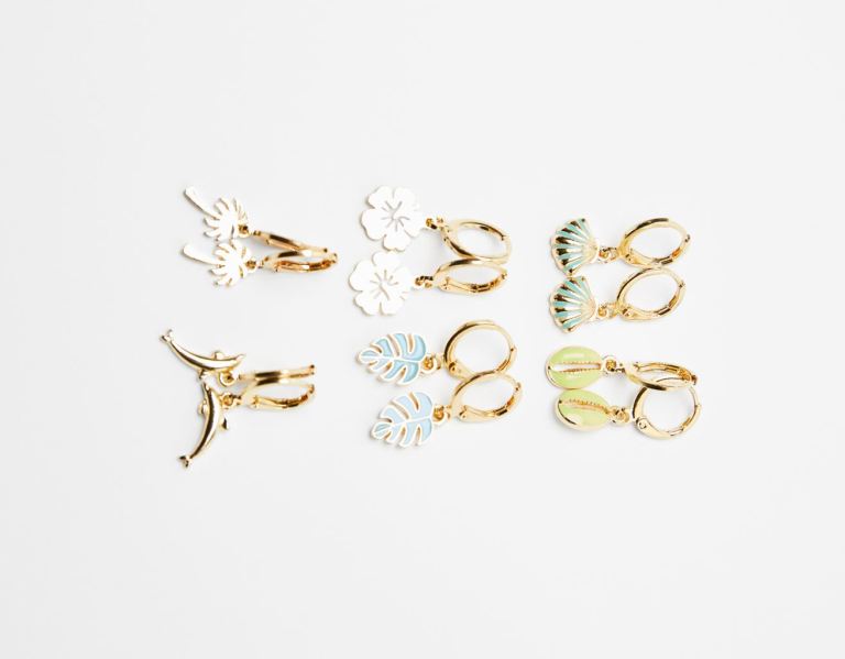 Bershka Set Of 6 Pairs Of Charm Hoop Earrings Sieraden Dames Goud | XNFo4XW0rrB