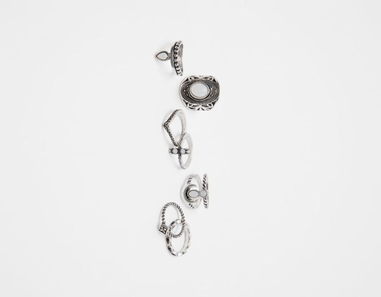 Bershka Set Of 7 Boho Rings Sieraden Dames Zilver | sJK6lB3aRPY