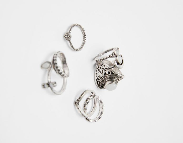 Bershka Set Of 7 Boho Rings Sieraden Dames Zilver | sJK6lB3aRPY