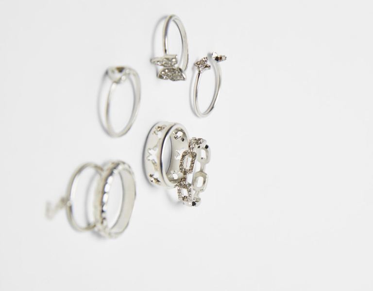 Bershka Set Of 7 Butterfly Rings Sieraden Dames Zilver | ZyJJiTiEsOq