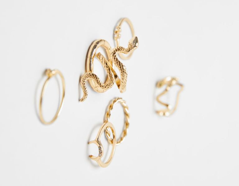 Bershka Set Of 7 Snake Rings Sieraden Dames Goud | dwc95qsvArJ