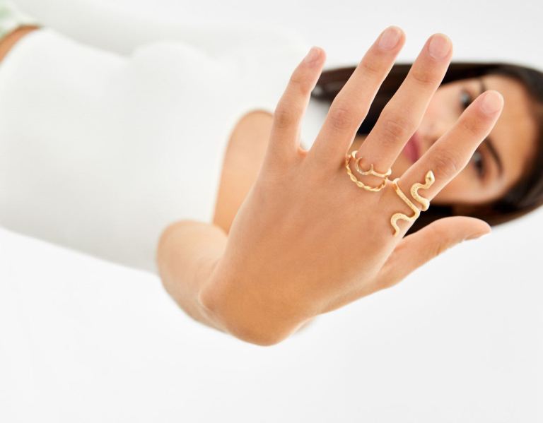 Bershka Set Of 7 Snake Rings Sieraden Dames Goud | dwc95qsvArJ