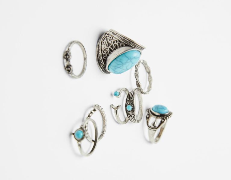 Bershka Set Of 8 Boho Rings Sieraden Dames Zilver | sPbHrpGXYO8