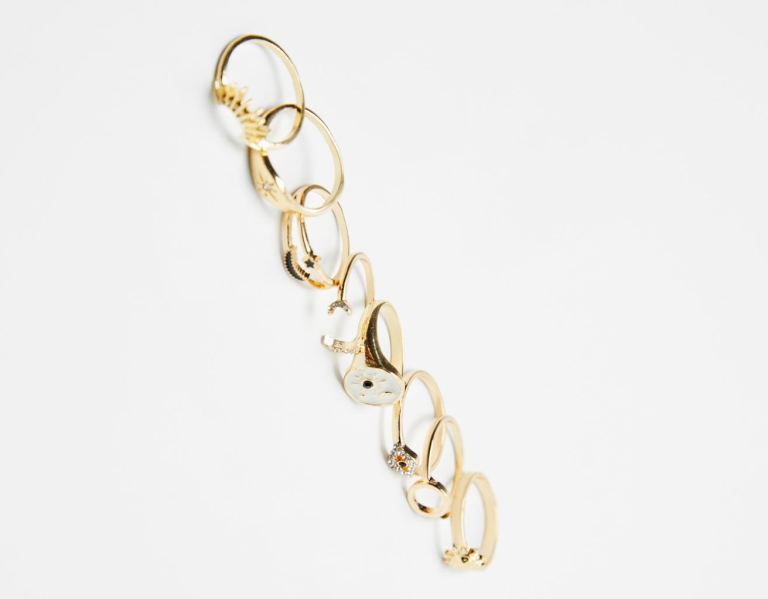 Bershka Set Of 8 Enamel Astral Rings Sieraden Dames Goud | dwzK3FSunDT
