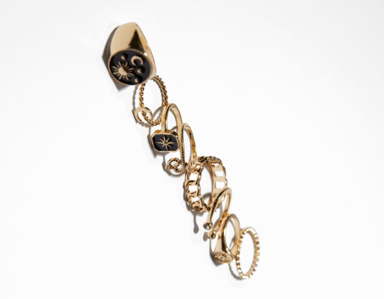 Bershka Set Of 8 Snake Rings Sieraden Dames Goud | IjNjOoJtXAK