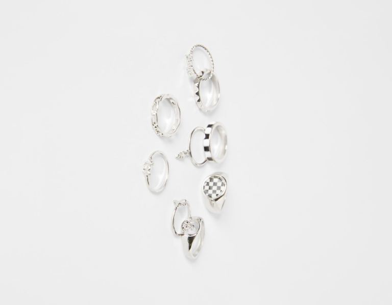 Bershka Set Of 9 Cross Rings Sieraden Dames Zilver | vnScyem41Wz