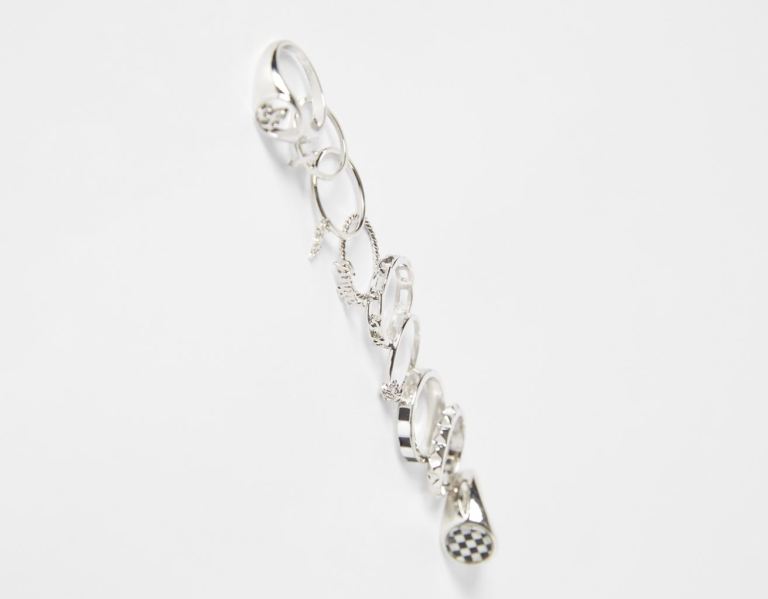 Bershka Set Of 9 Cross Rings Sieraden Dames Zilver | vnScyem41Wz