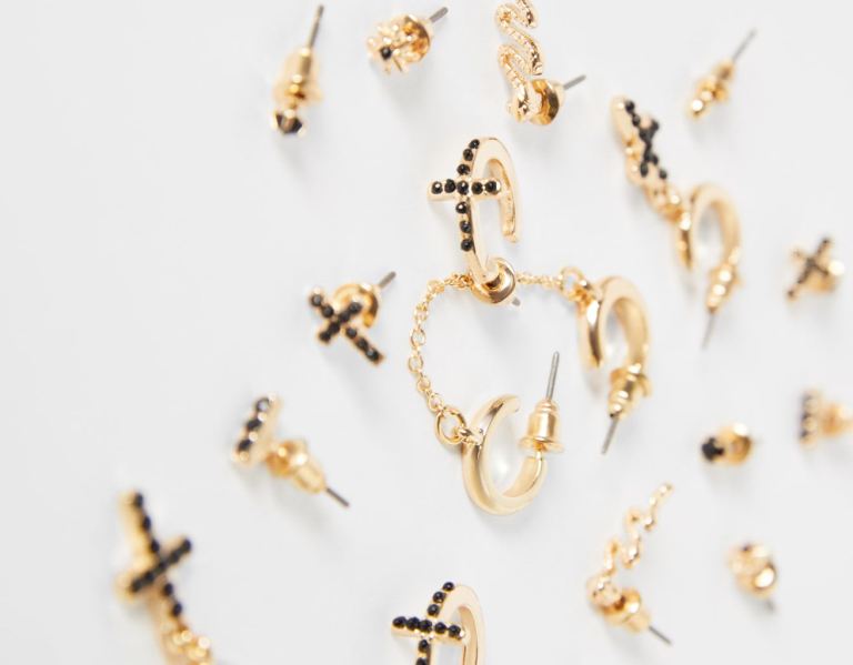 Bershka Set Of 9 Earrings With Rhinestone Snake And Cross Sieraden Dames Goud | 8TIUb2eZcQV