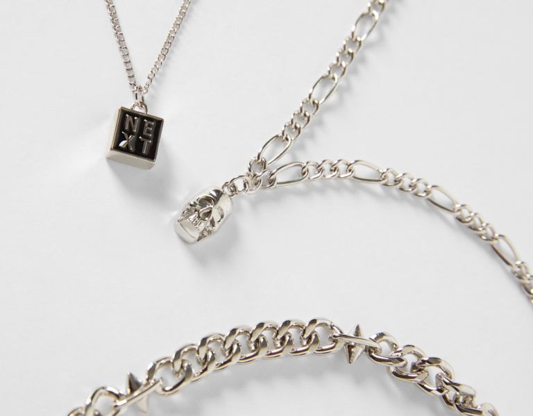 Bershka Skull Necklace Sieraden Heren Zilver | PepPGhdn4Wx
