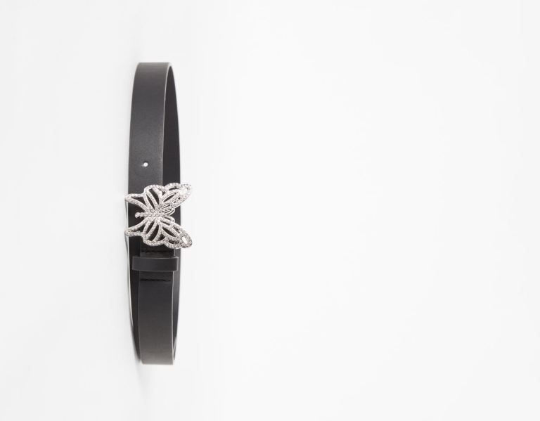 Bershka Slim With Bejeweled Butterfly Riemen Dames Zwart | 0LsyiRkkiWM