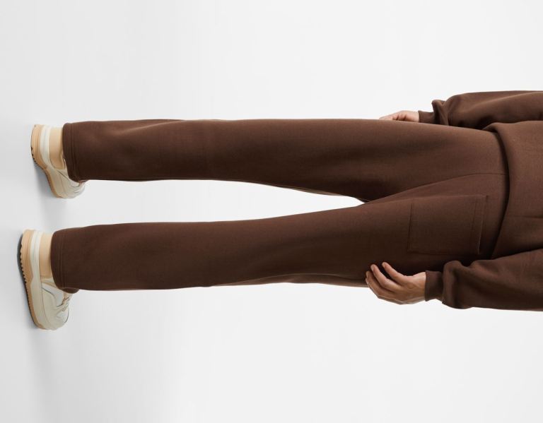 Bershka Standard Brede-leg Plush Broek Heren Bruin | aNee6y5zyy0