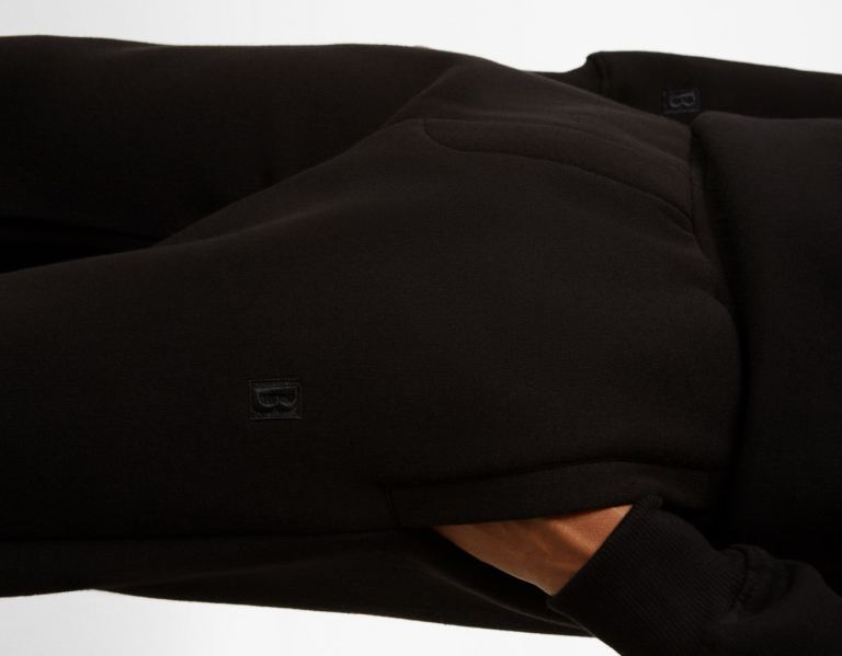 Bershka Standard Brede-leg Plush Broek Heren Zwart | hmGYCMiN5ch