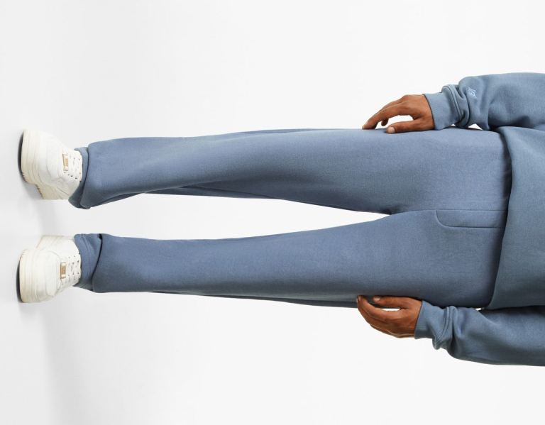 Bershka Standard Brede-leg Plush Broek Heren Blauw | wcxjmvX2c01
