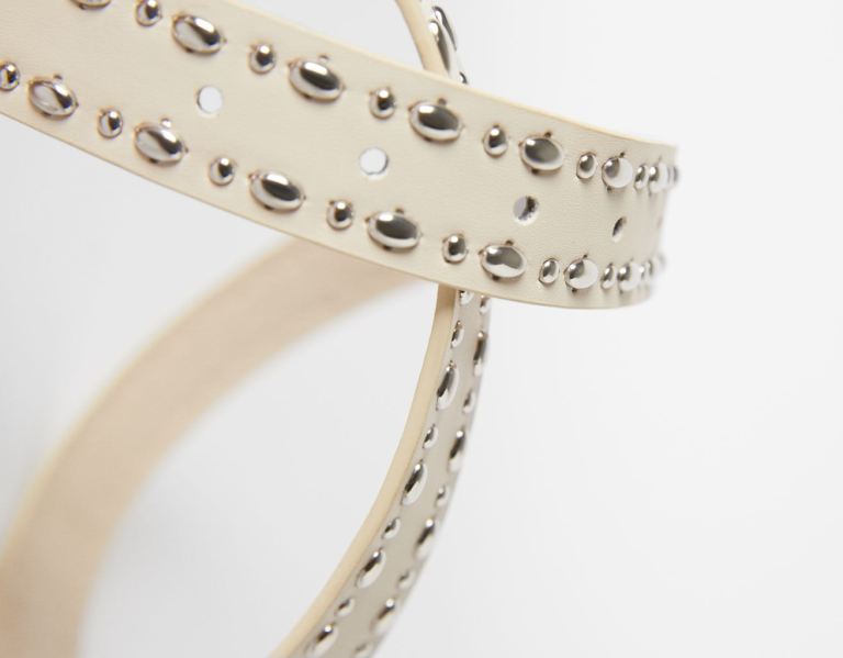 Bershka Studded Cowboy Riemen Dames Beige | NSOzUuhJsD5