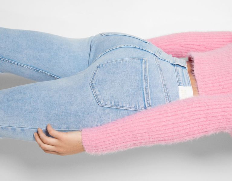 Bershka Super High-rise Jeans Dames Blauw | MgNRN7G6cBJ