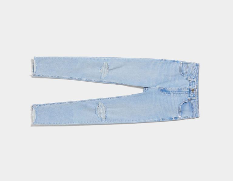 Bershka Super High-rise Jeans Dames Blauw | MgNRN7G6cBJ