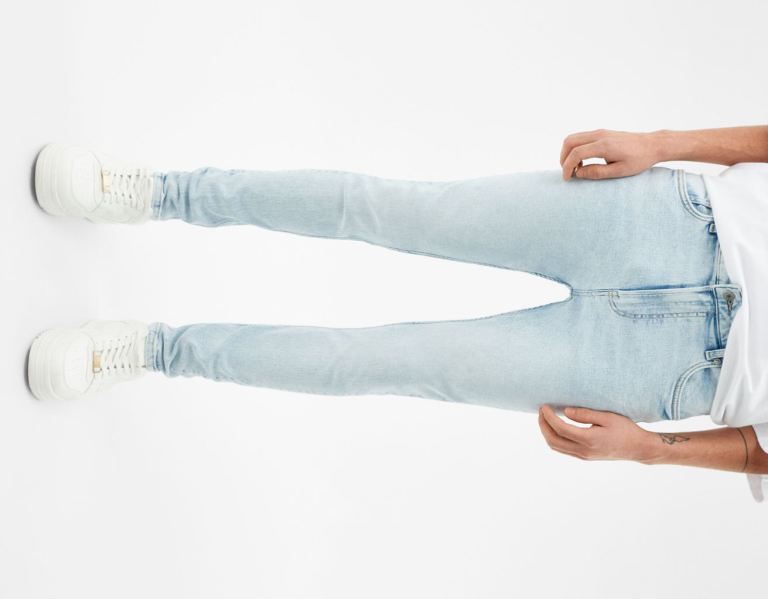 Bershka Super Mager Jeans Heren Lichtblauw | iGRTMY8OQ7v