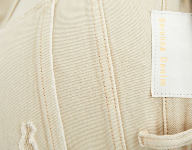 Bershka Super Mager Ripped Jeans Heren Beige | 9tybWgOezfi
