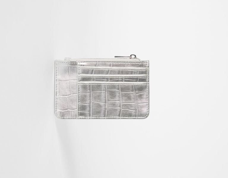 Bershka Textured Card Holder Tassen Dames Zilver | l5blpf5TrjZ