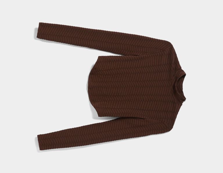 Bershka Textured Long Sleeve T-shirts Dames Bruin | 2VcXq7KjRdR