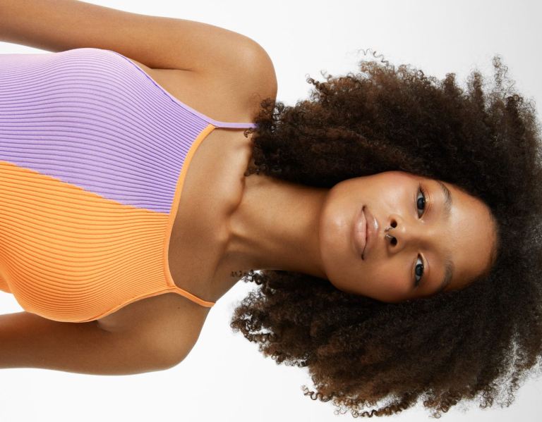 Bershka Three-tone Bandjes Mini Jurken Dames Oranje | q4XU4hwXrJC