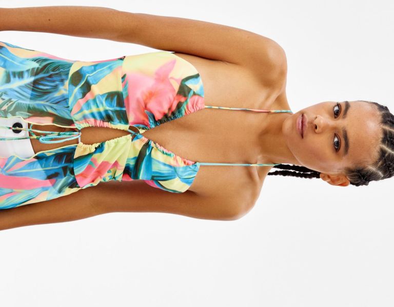 Bershka Tropical Print Kaftan Topjes Dames Lichtgroen | vFWV6aZMmKP
