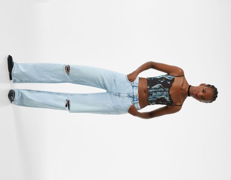 Bershka Tulle Corset Featuring Kanten Trim On Neckline Topjes Dames Turquoise | kMF6hDp2iAv