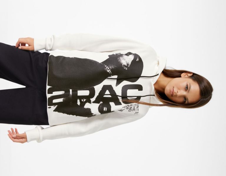 Bershka Tupac Hoodie Dames Wit | vIuhQ1gcOI6